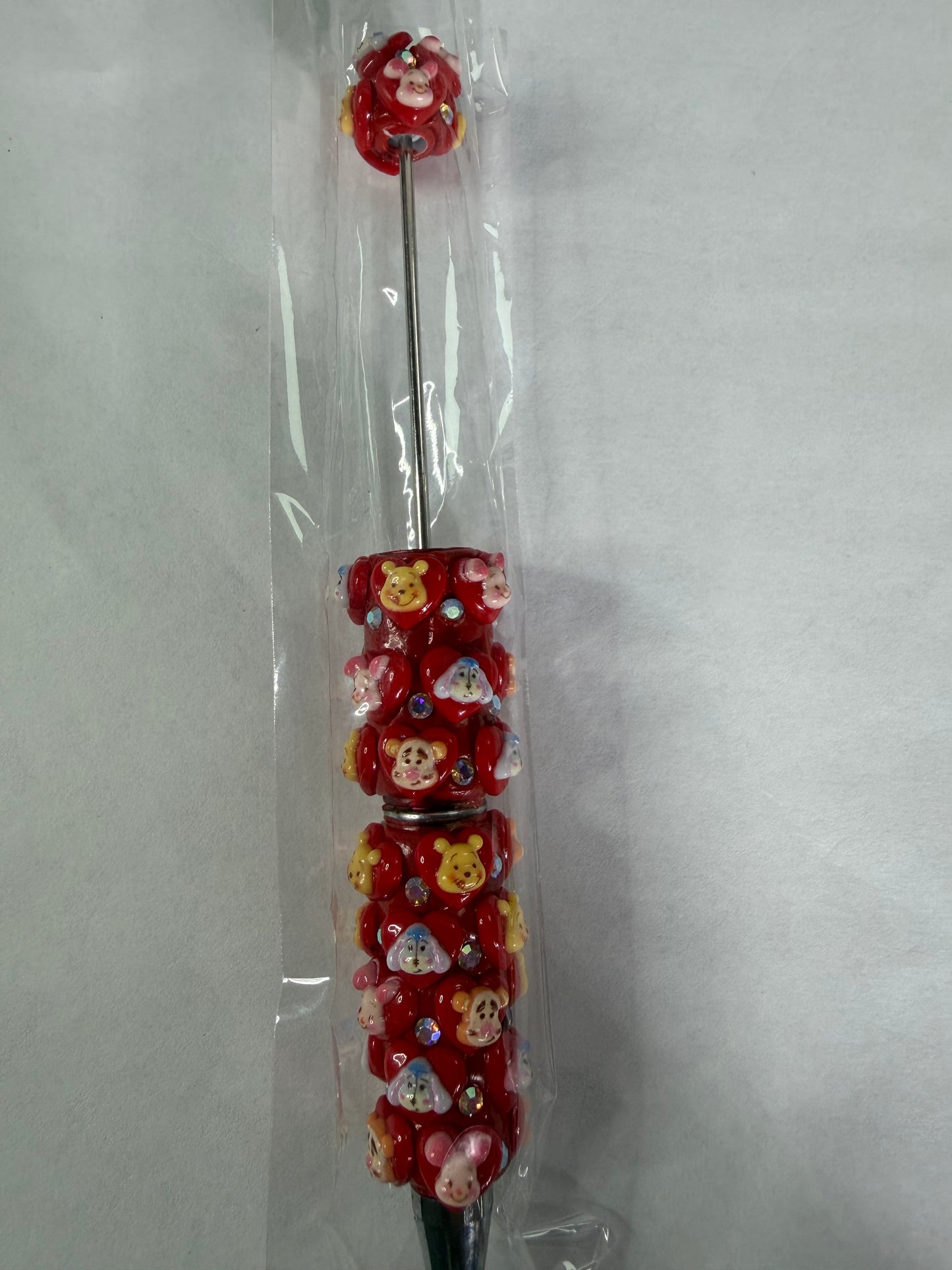 Beadable pen just the one Red heart Pooh with friends