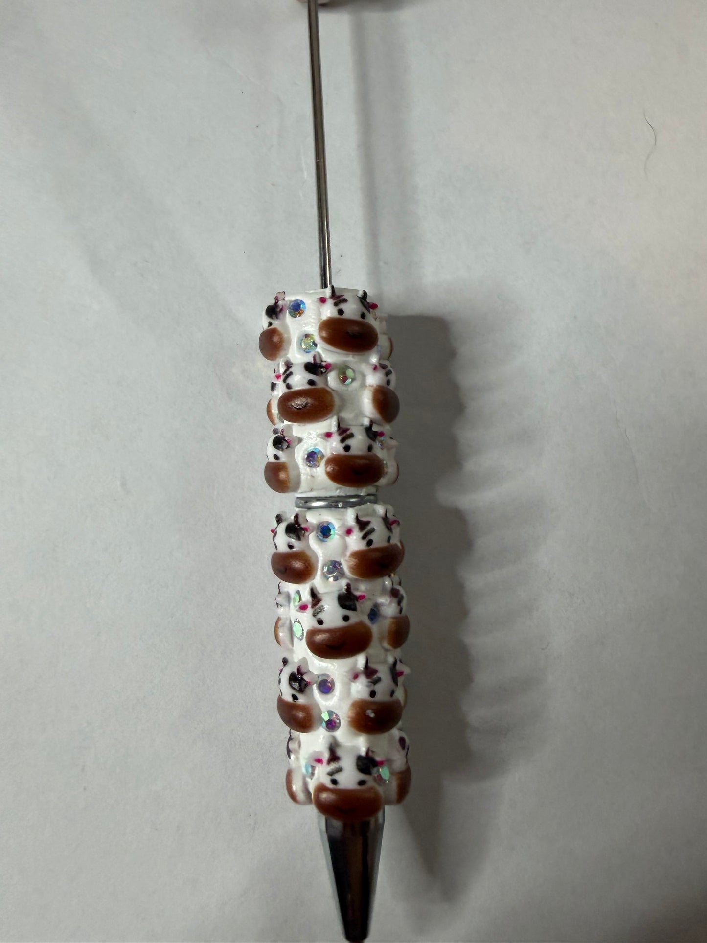Beadable pen just the pen Brown cow
