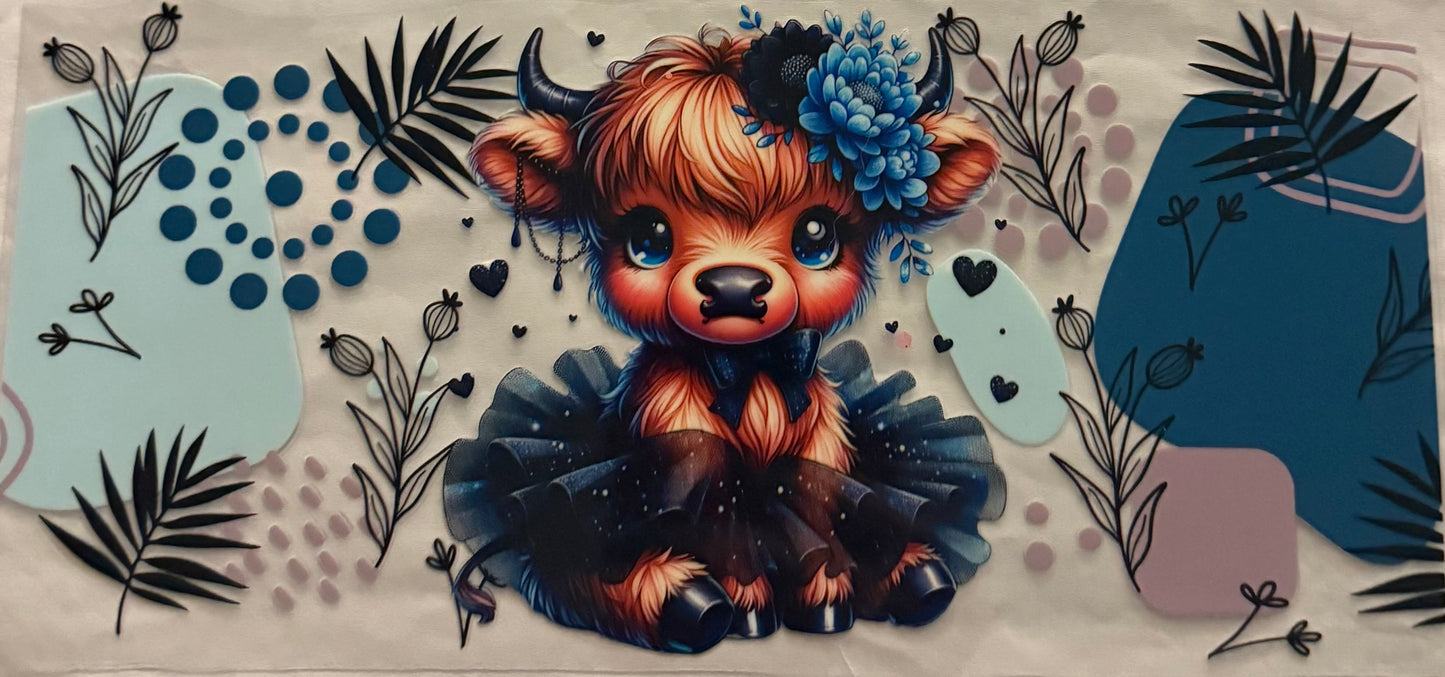 uvdtf transfer wrap highland cow tutu