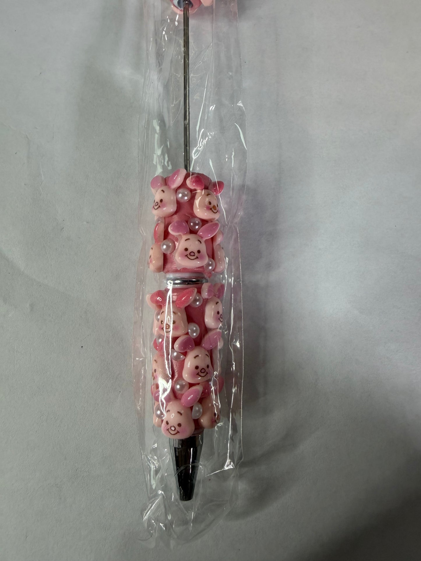 Beadable pen just the pen Pink piglet heads