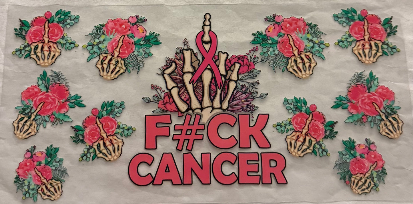 uvdtf transfer wrap fuck cancer skull hand floral