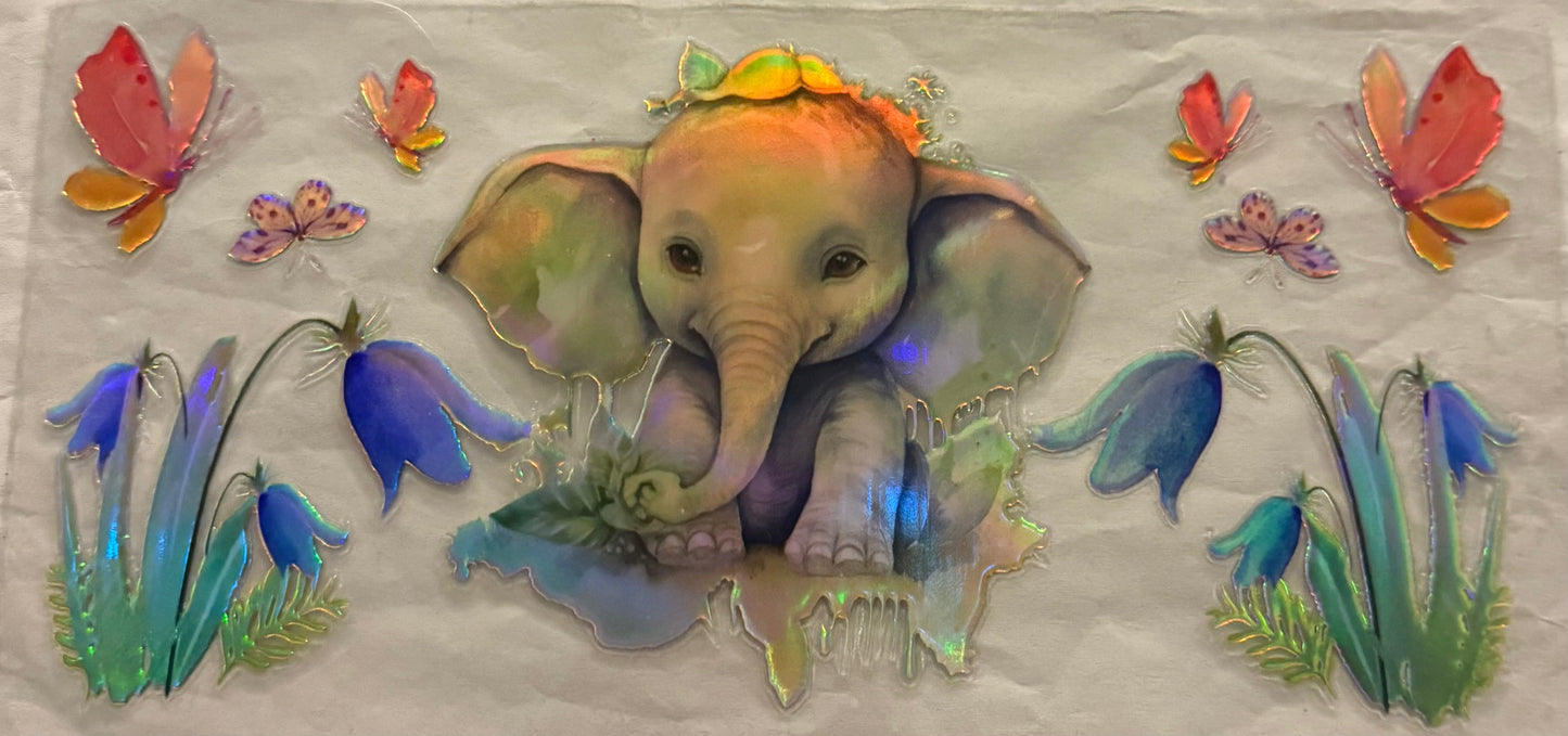 uvdtf transfer wrap holo elephant floral