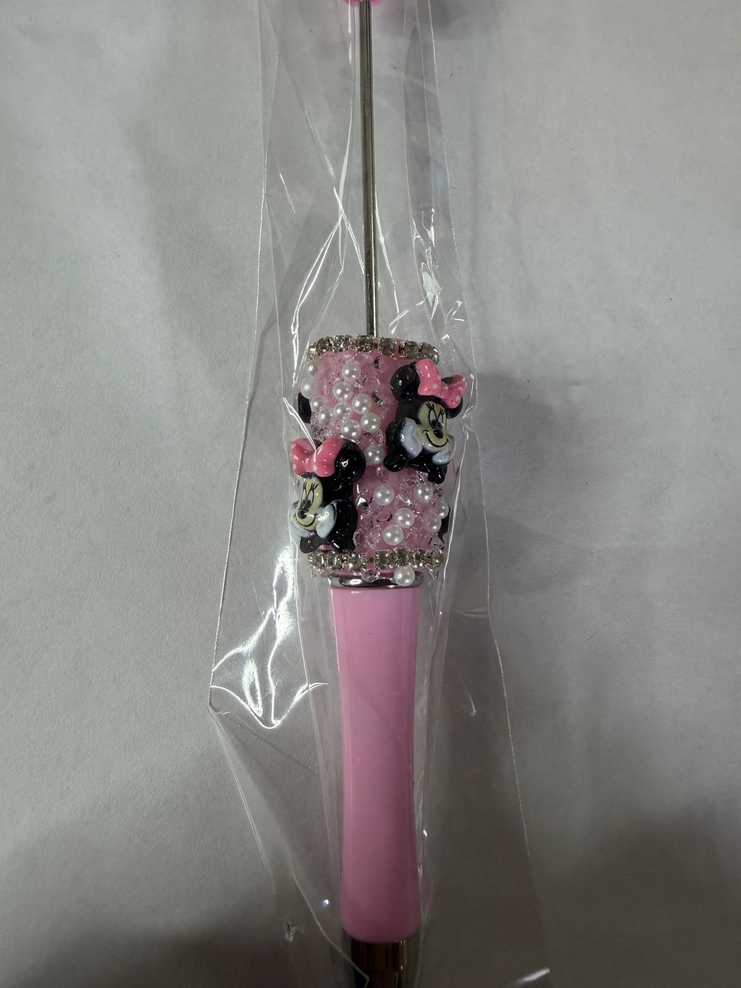 Beadable pen just the pen Half done pink Minnie heads