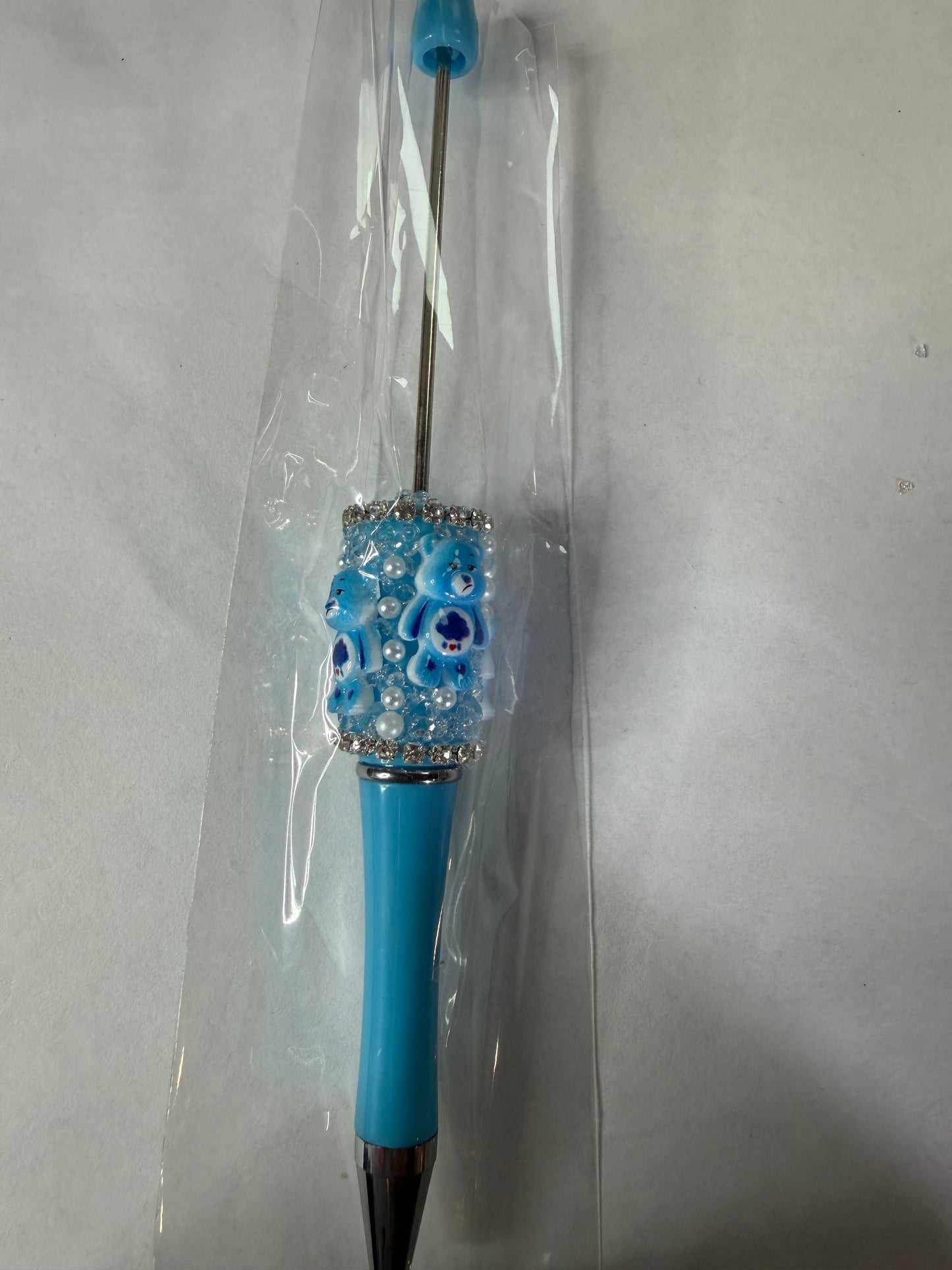 Beadable pen just the pen Half done Blue carebears