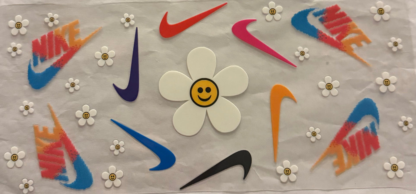uvdtf transfer wrap Nike rainbow daisy