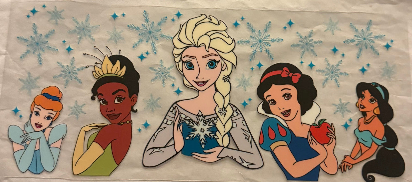 uvdtf transfer wrap Disney princesses snowflakes
