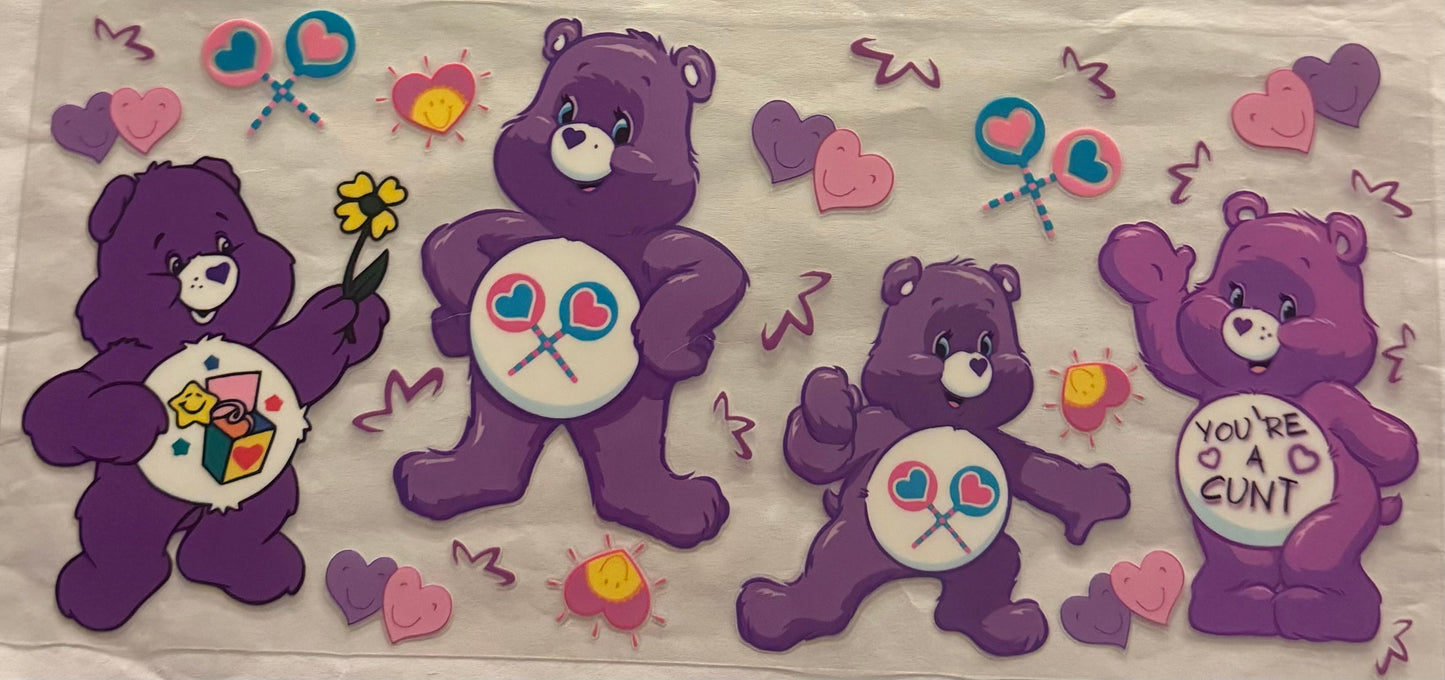 uvdtf transfer wrap naughty purple carebear