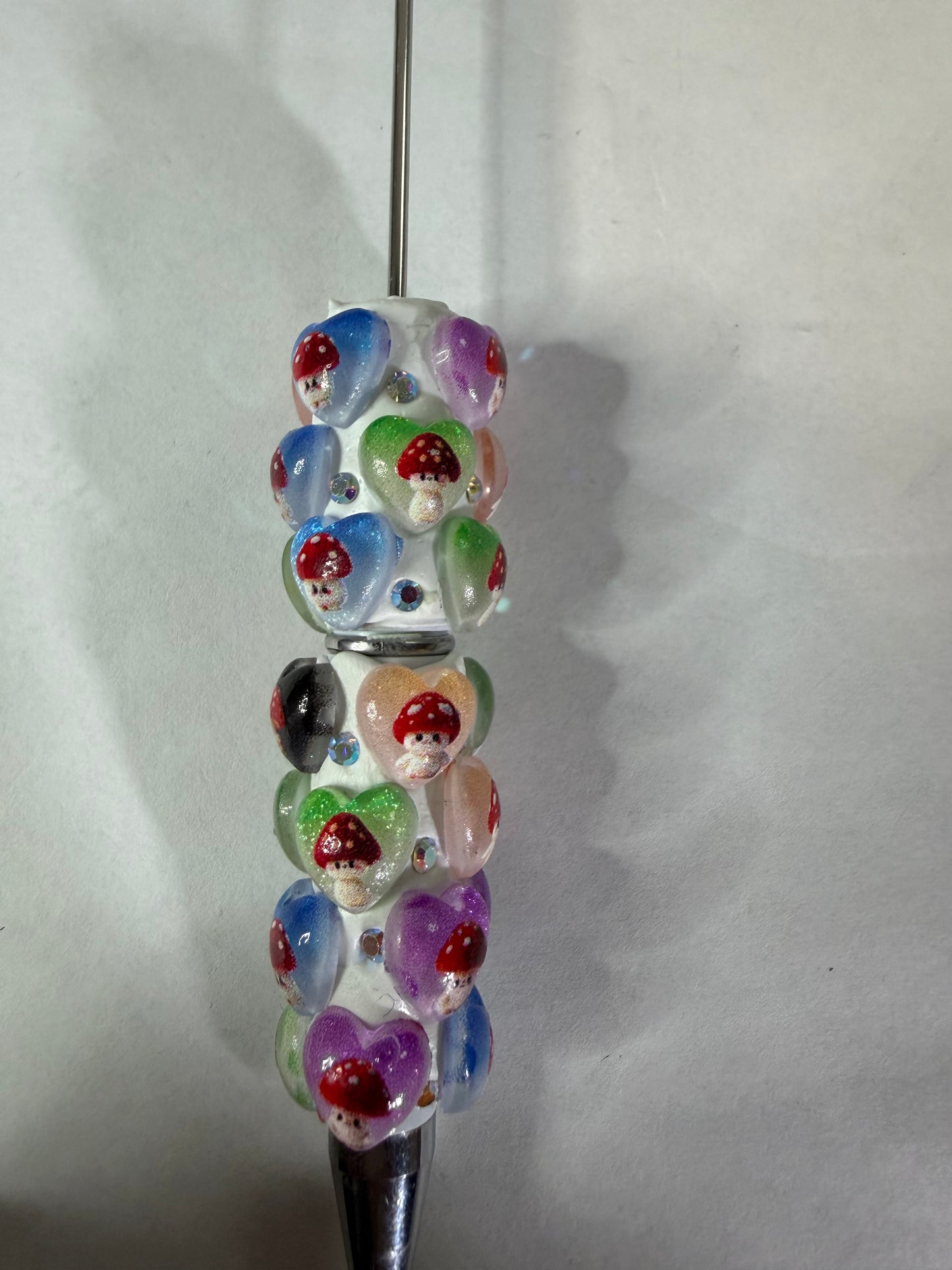Beadable pen just the pen heart with mushrooms