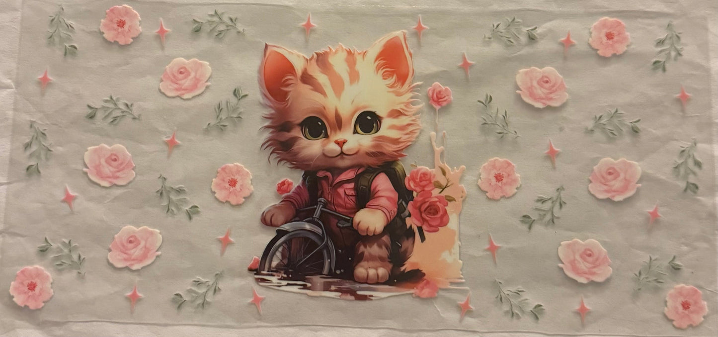 uvdtf transfer wrap kitty cat floral