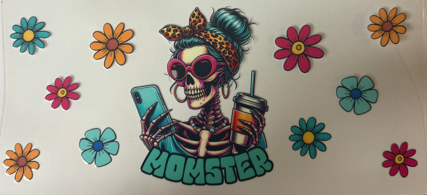 uvdtf transfer wrap Skull momster coffee