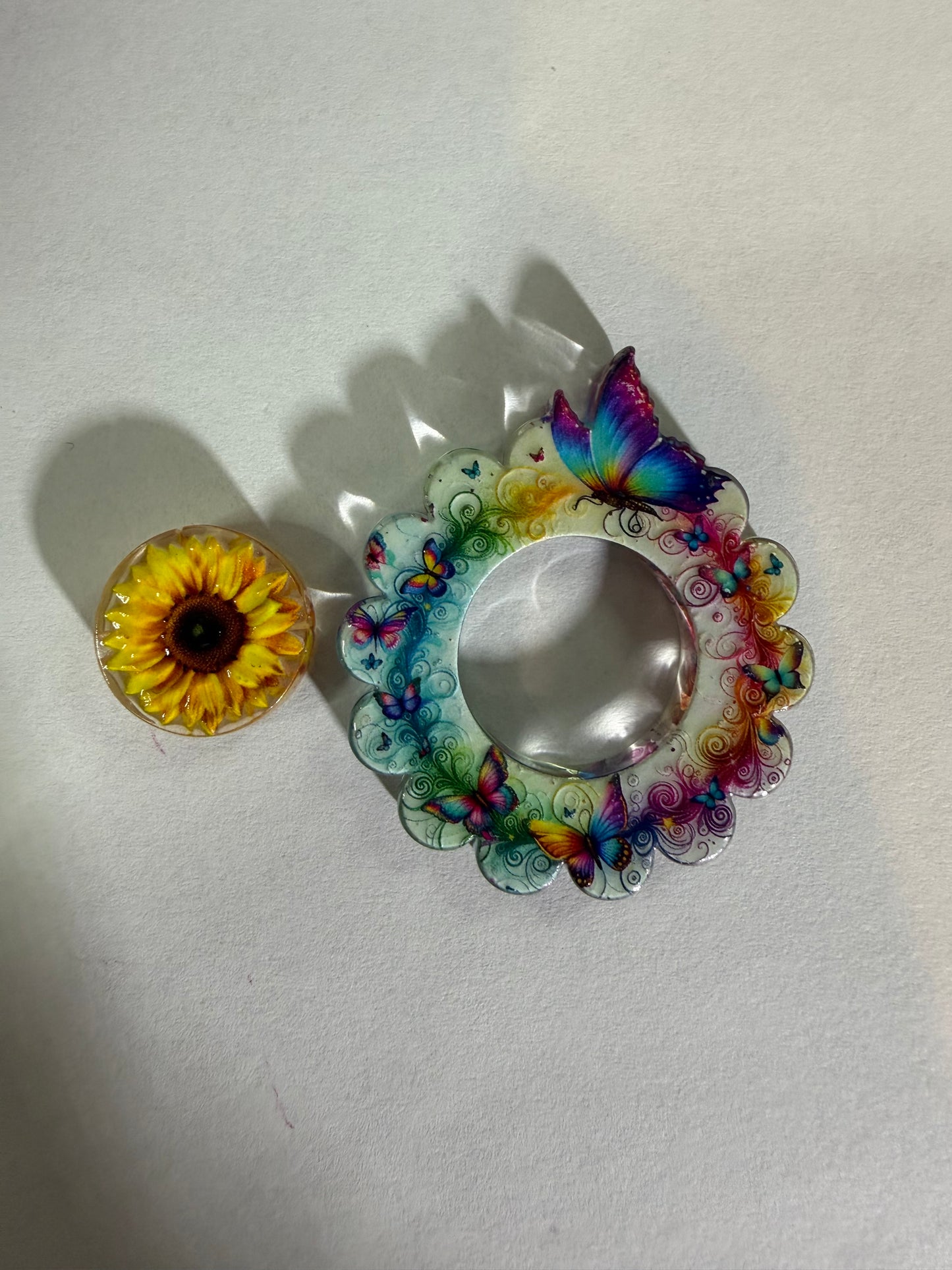 Acrylic focal 2 piece set Butterfly with sunflower