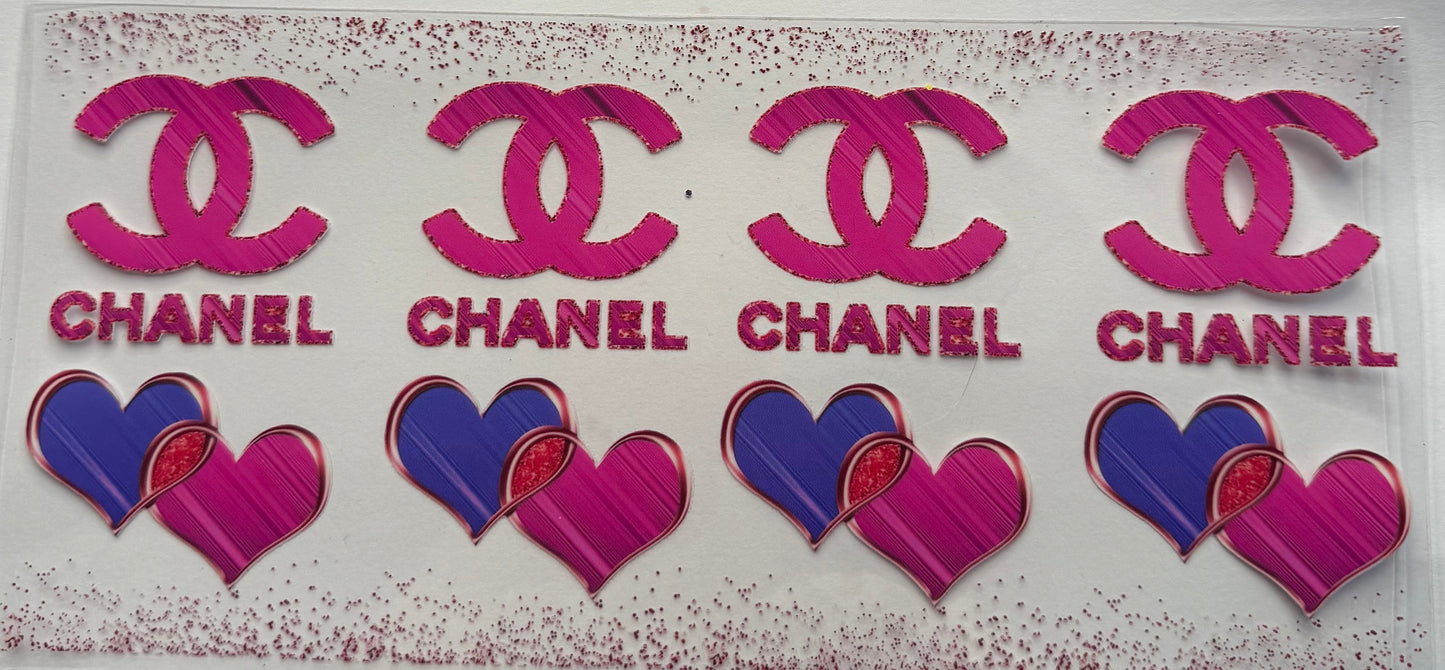 uvdtf transfer wrap Chanel purple and pink hearts