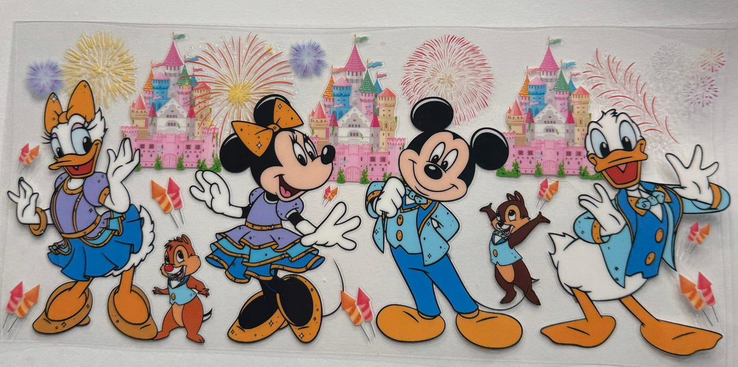 uvdtf transfer wrap Mickey and Minnie Mouse with castle