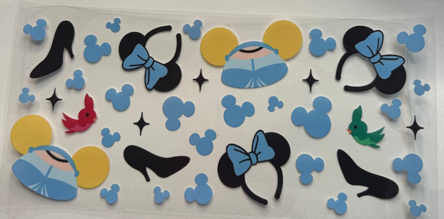 uvdtf transfer wrap blue Cinderella