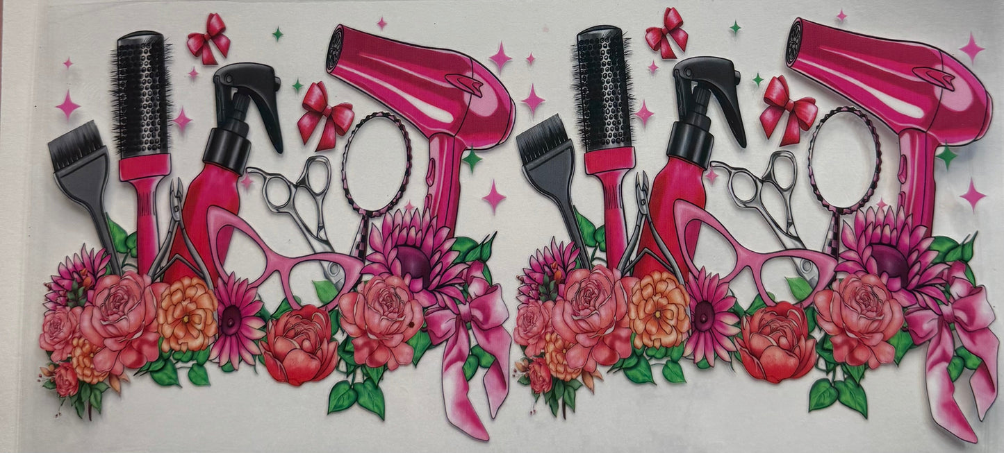 uvdtf transfer wrap hair dresser and hair tools floral