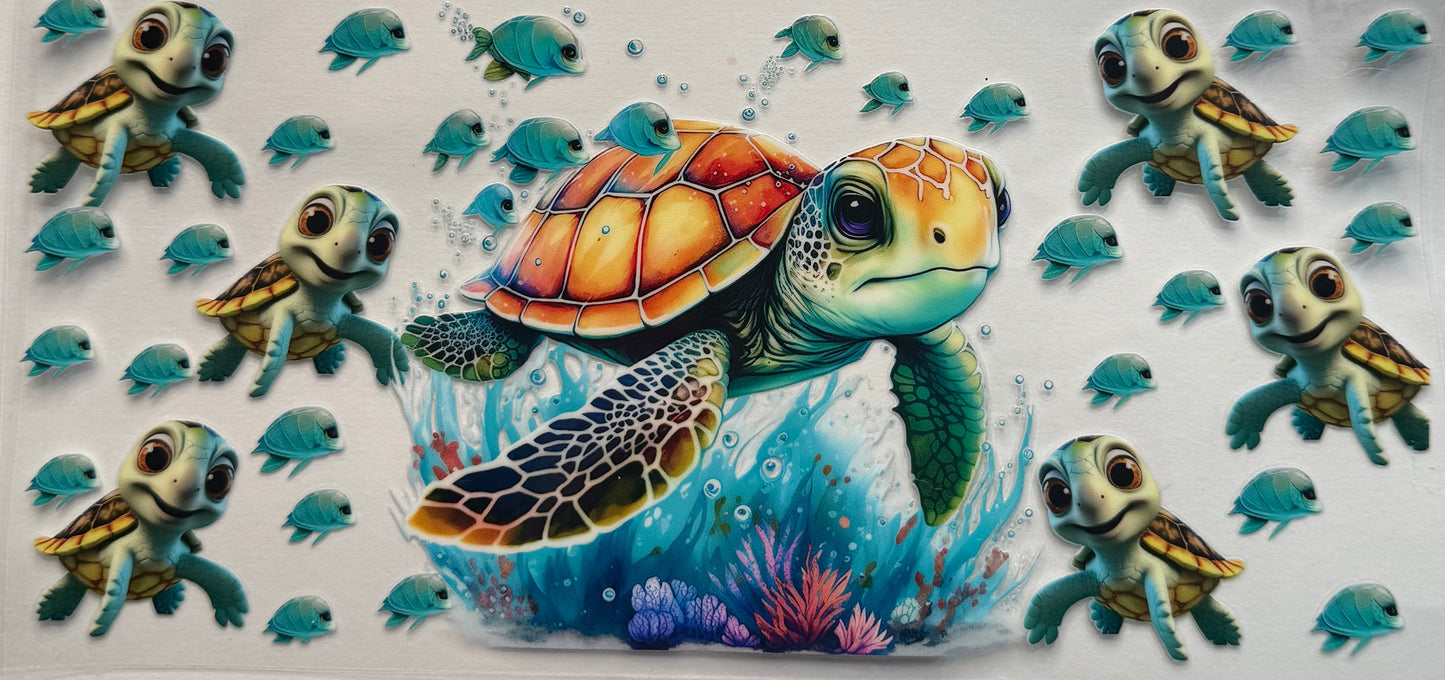 uvdtf transfer wrap under the sea turtle with babies