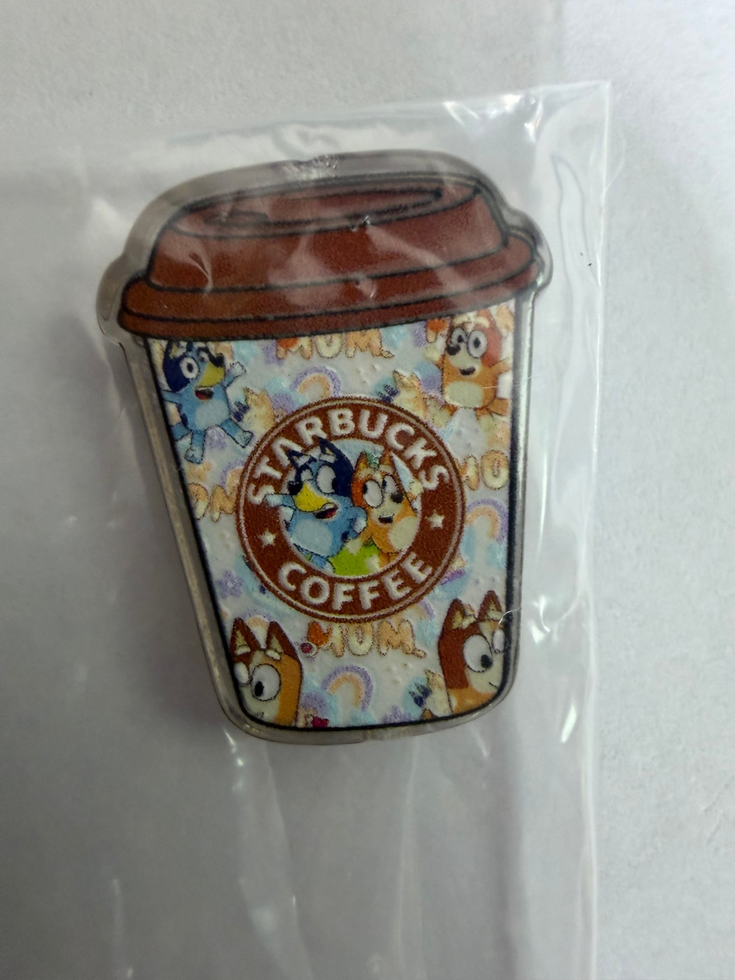 Acrylic focal Bluey Starbucks cups