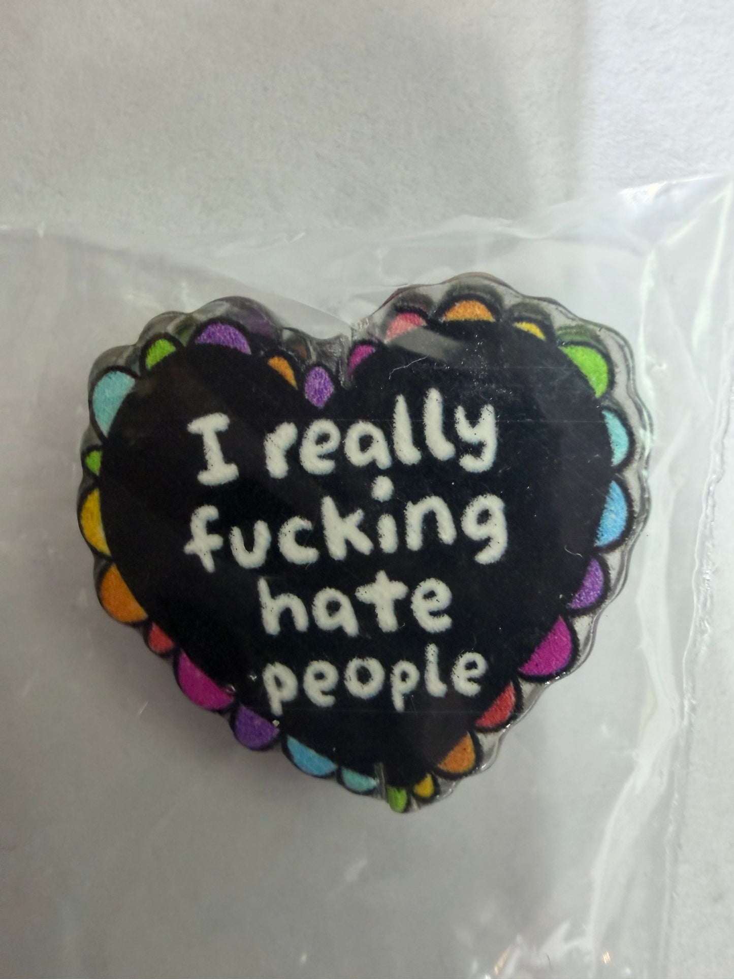 Acrylic focal Rainbow heart hate people