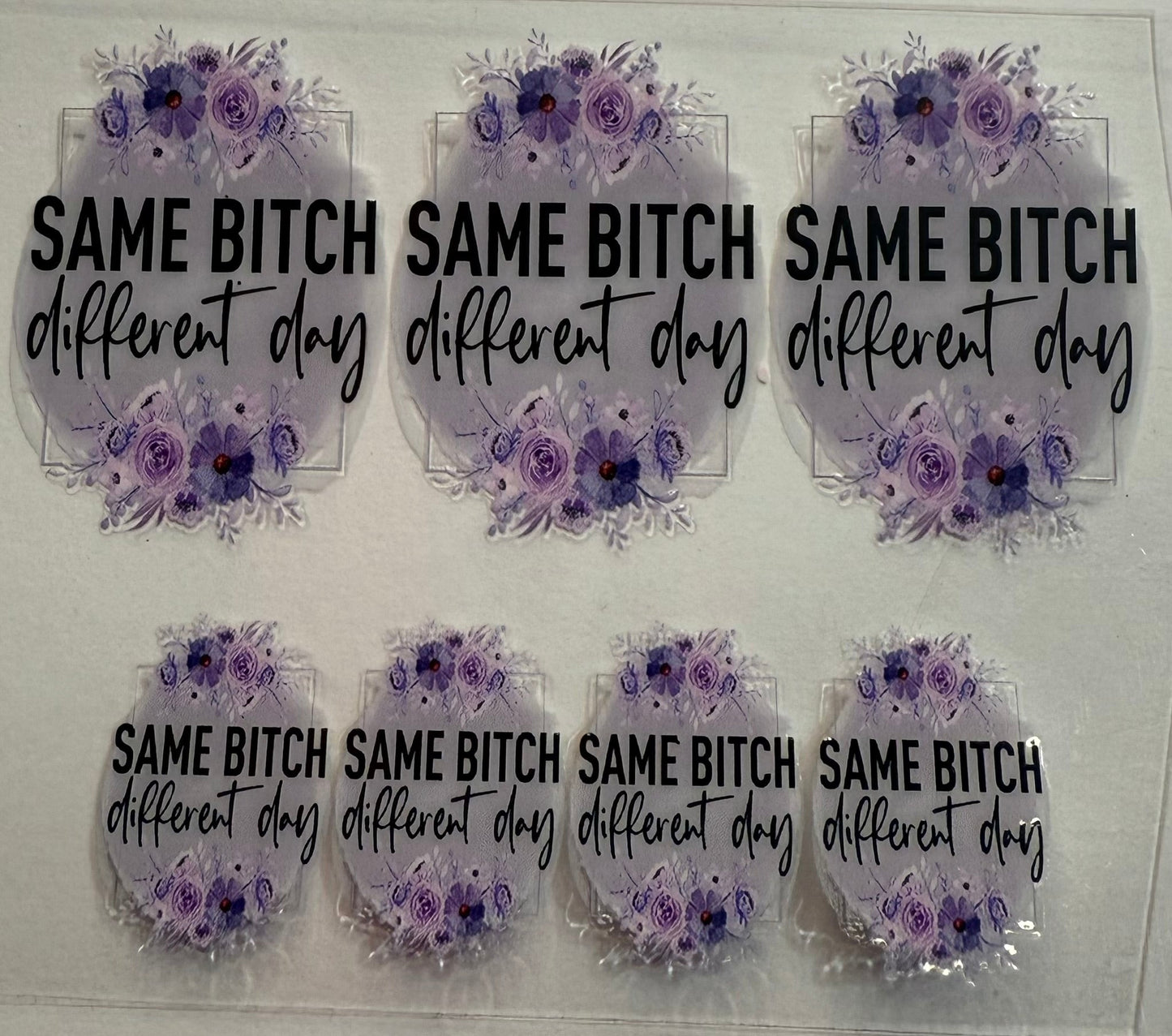 Mini Stanley keychains uvdtf wraps same bitch floral