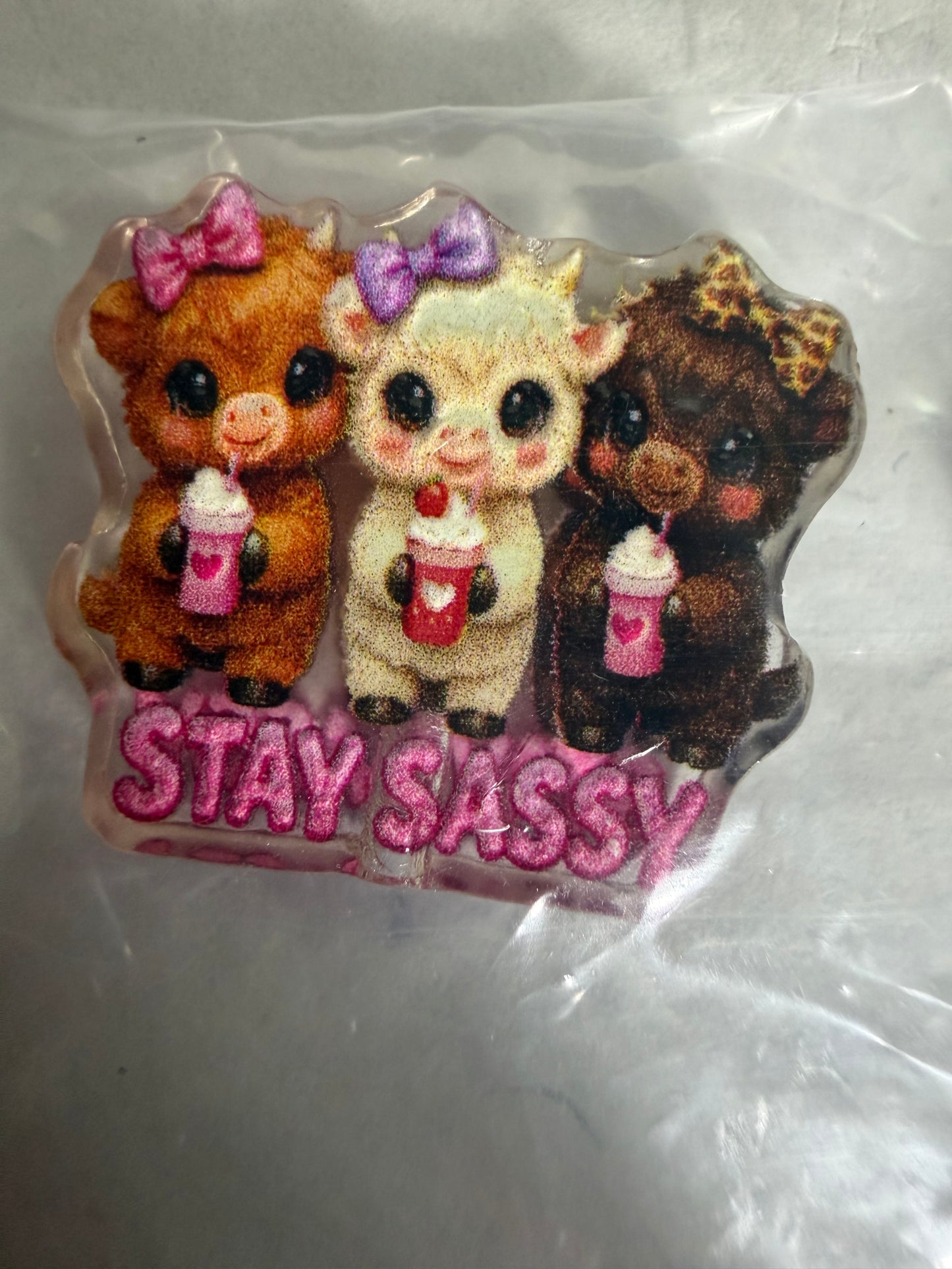 Acrylic focal Three highland cows stay sassy