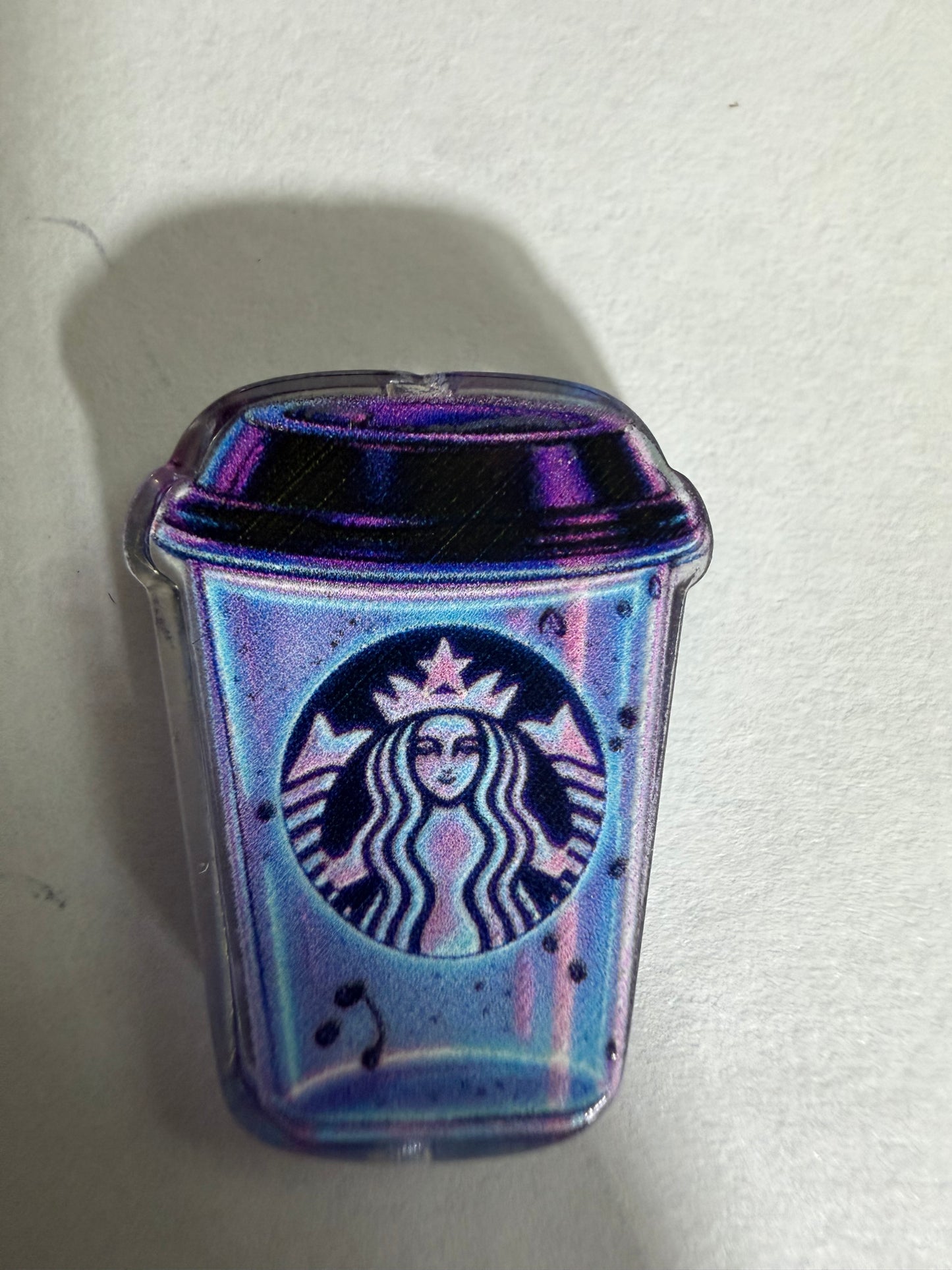 Acrylic focal Starbucks cup blue and purple