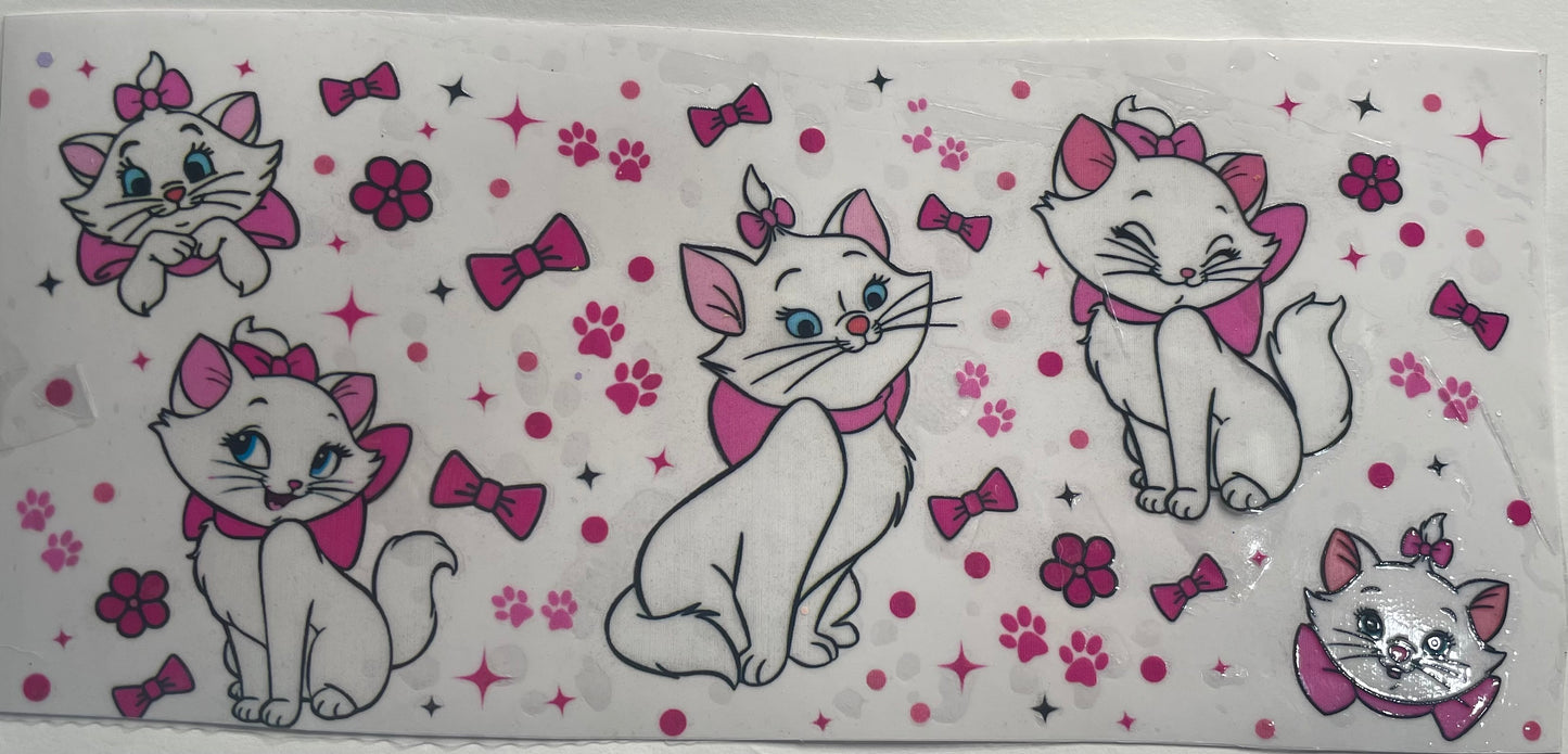 uvdtf transfer Marie cat with bows and paws