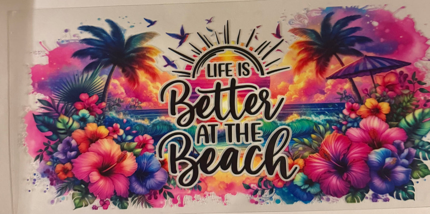 uvdtf transfer wrap life is better at the beach rainbow beach scene