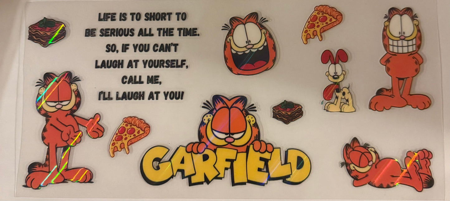 uvdtf transfer wrap holo Garfield call me ill laugh at you