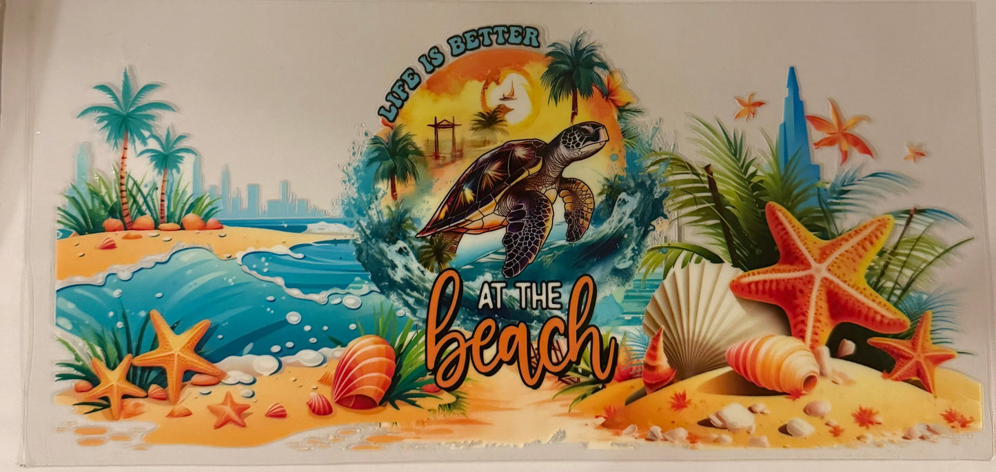 uvdtf transfer wrap summer life is better at beach with turtle
