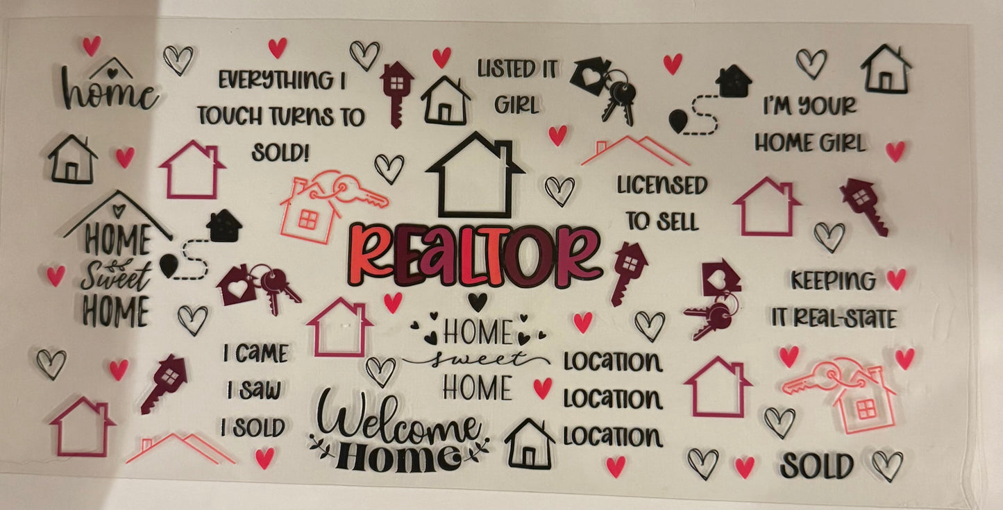 uvdtf transfer wrap realtor job pink and purple