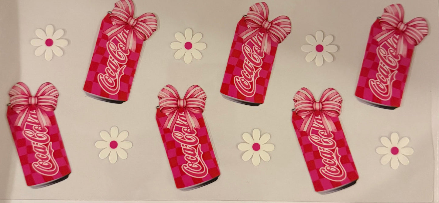uvdtf transfer wrap Coca Cola drink with bows and daisy