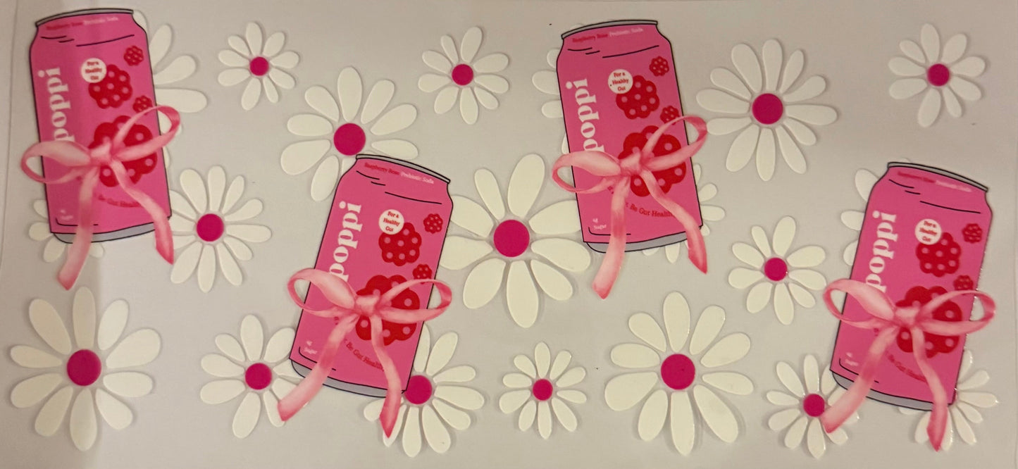 uvdtf transfer wrap poppi soda with daisy and bows
