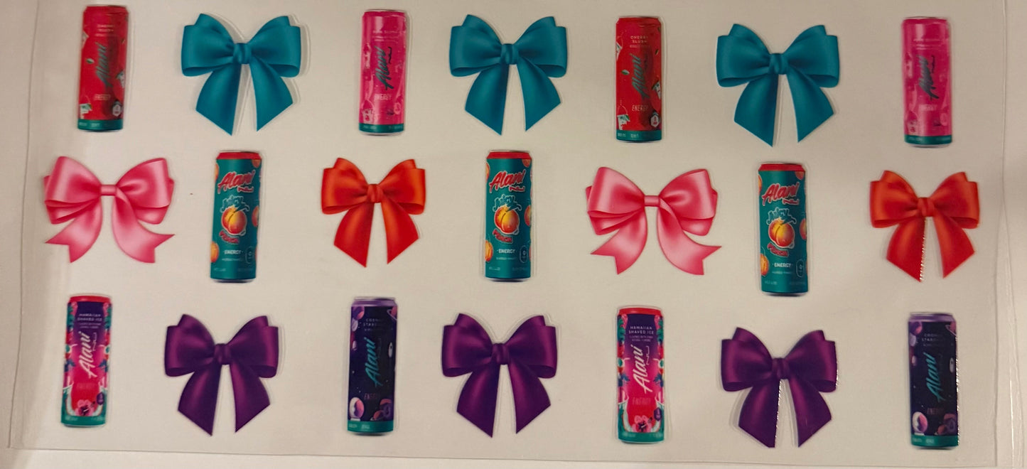 uvdtf transfer wrap Alani drinks with bows