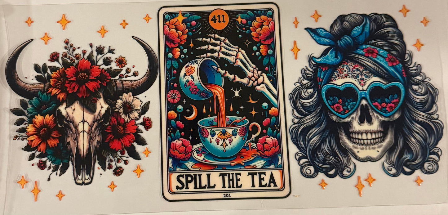 uvdtf transfer wrap skull steer spill the tea