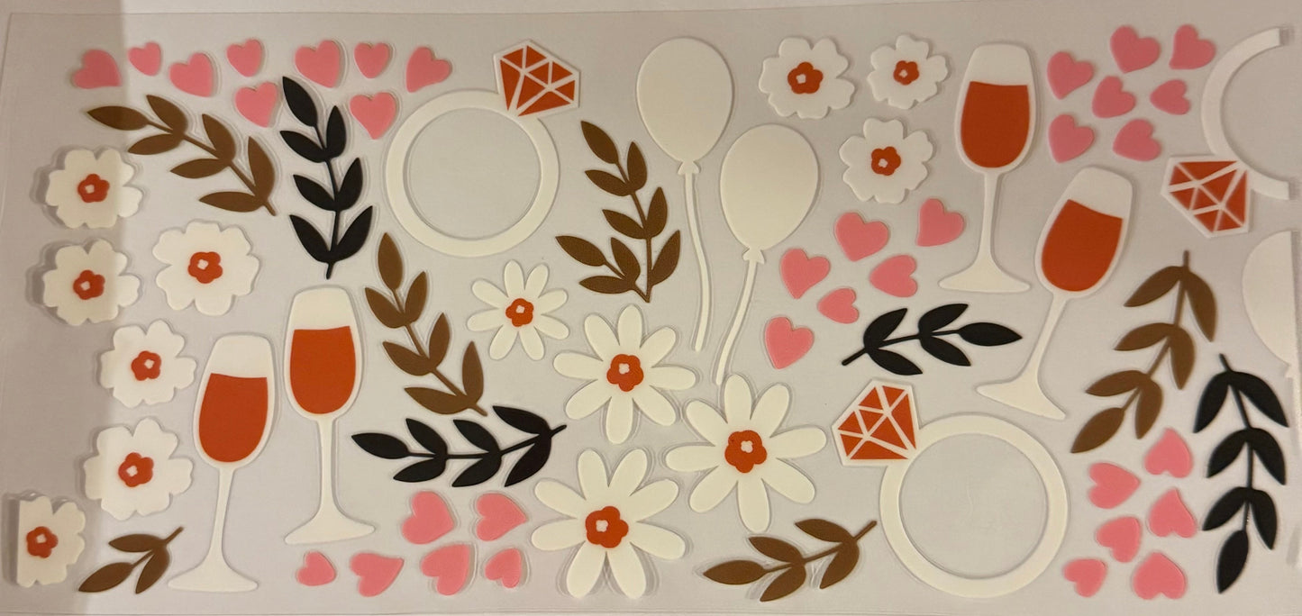 uvdtf transfer wrap wedding pink and white