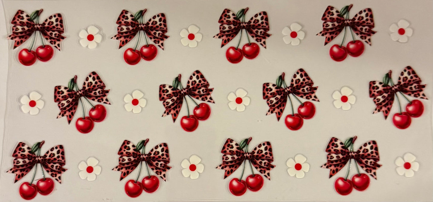 uvdtf transfer wrap cherry with cheetah bows