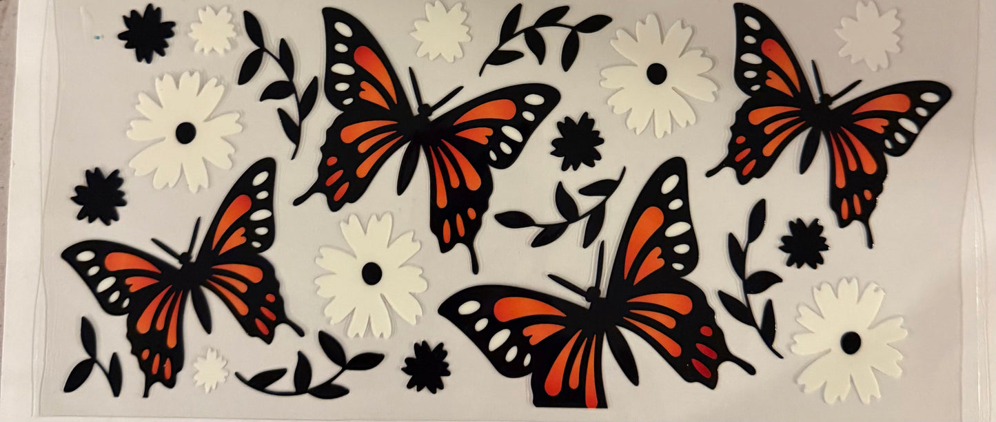 uvdtf transfer wrap orange butterfly