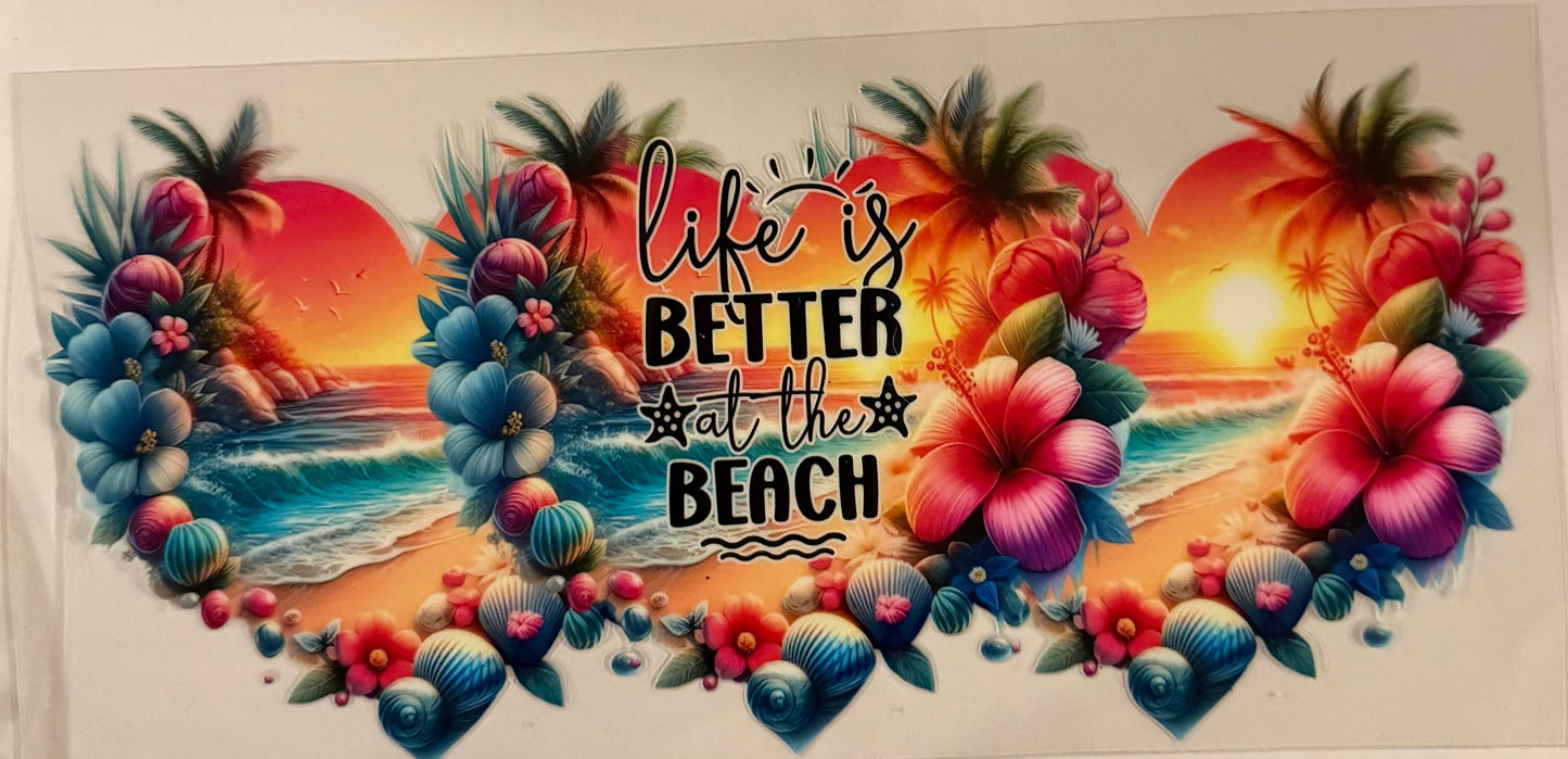 uvdtf transfer wrap summer life is better at beach hearts floral