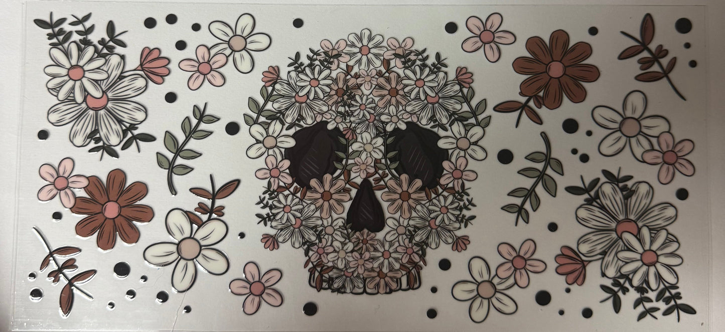 uvdtf transfer wrap daisy skull