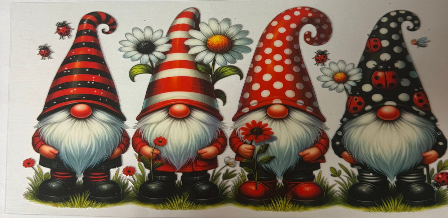 uvdtf transfer wrap gnomes red and black daisy floral