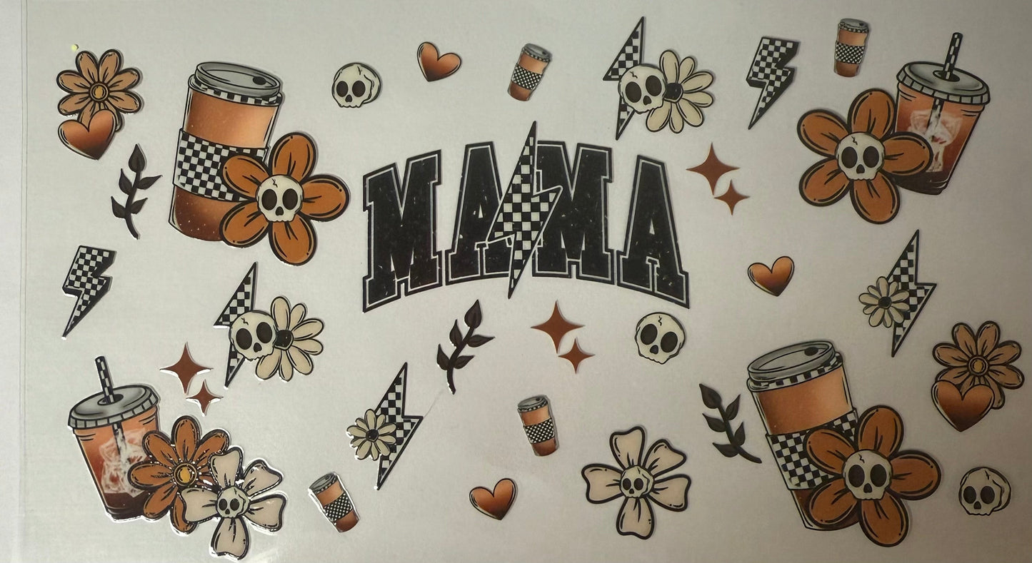 uvdtf transfer wrap mama with skulls and coffee