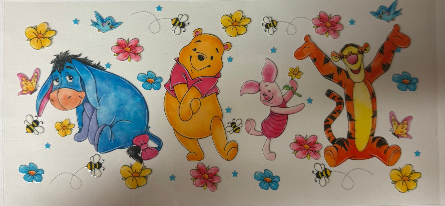 uvdtf transfer wrap Winnie the Pooh with friends dancing
