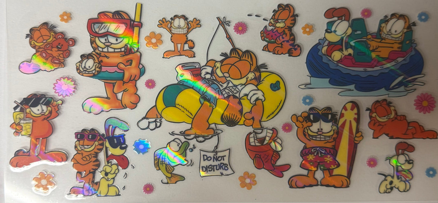 uvdtf transfer wrap holo Garfield beach summer