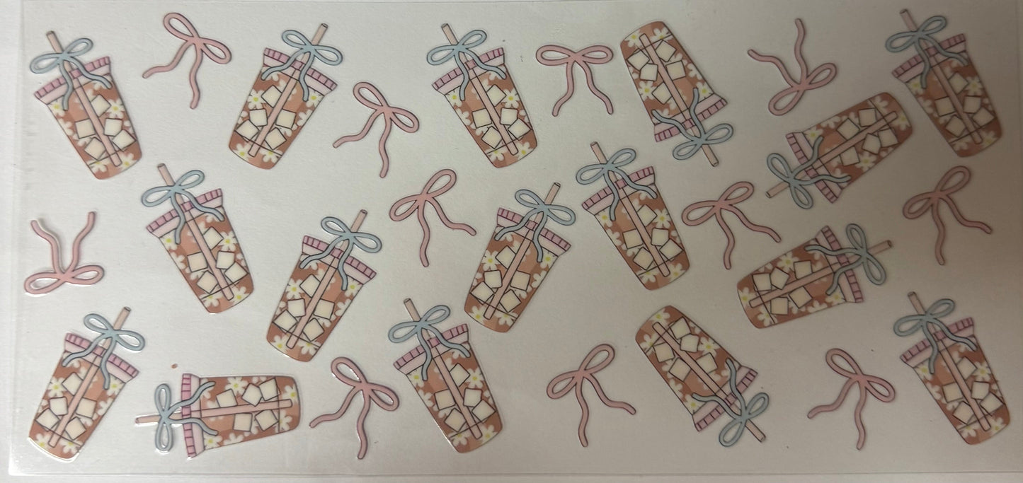 uvdtf transfer wrap ice coffee cups with bows