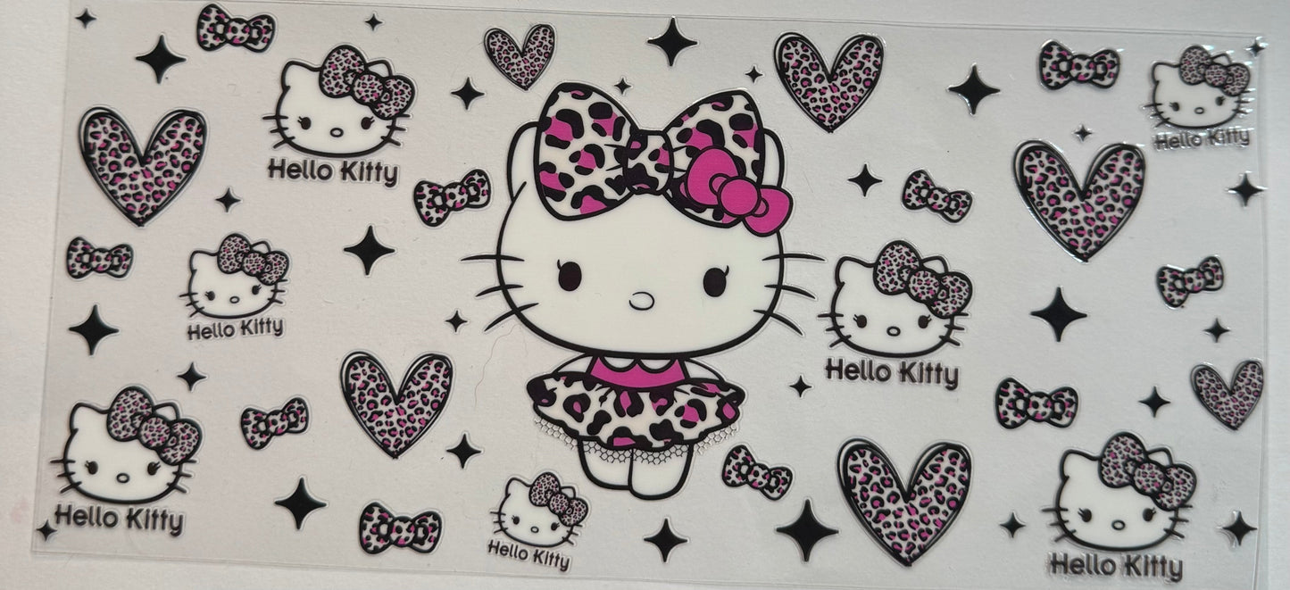 uvdtf transfer wrap hello kitty leopard print