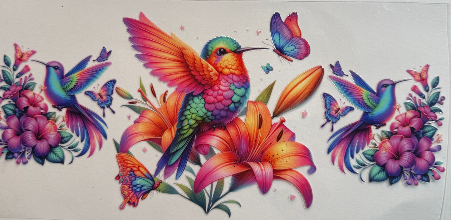uvdtf transfer wrap humming bird pink and orange