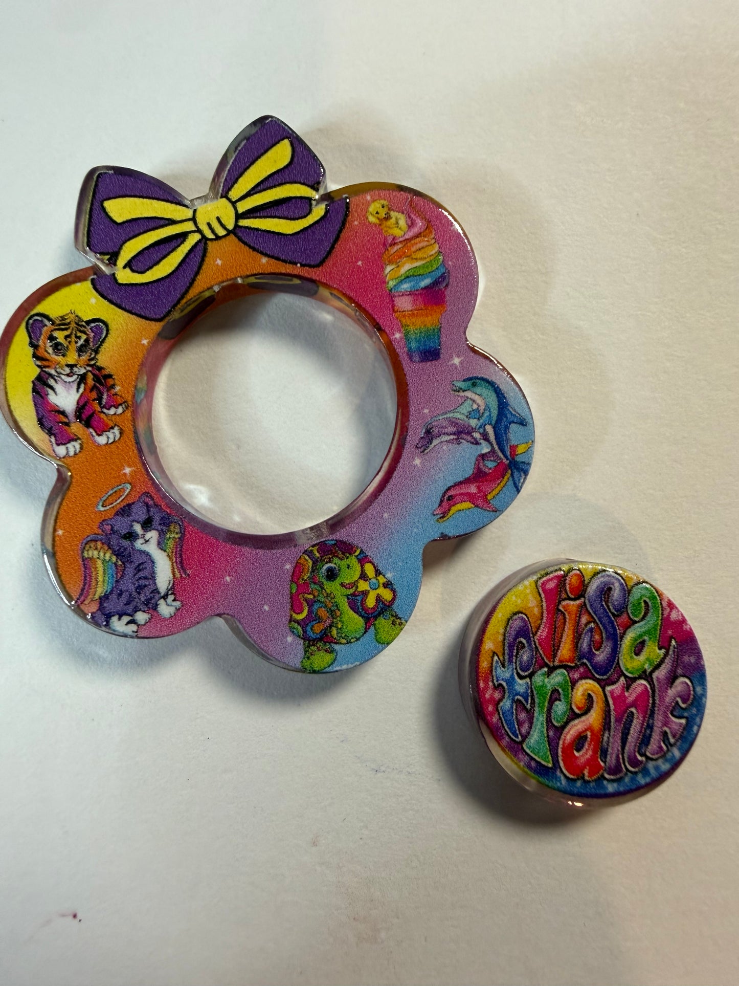Acrylic focal 2 piece set Wreath Lisa Frank