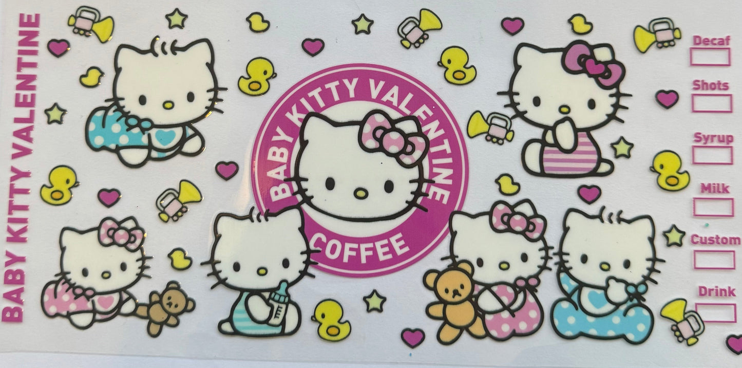 Cup wrap dtf valentines baby hello kitty Starbucks