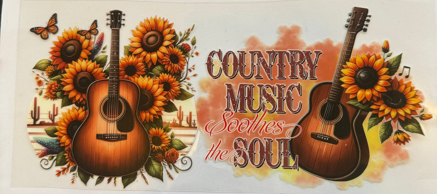 Cup wrap dtf country music sunflower guitar