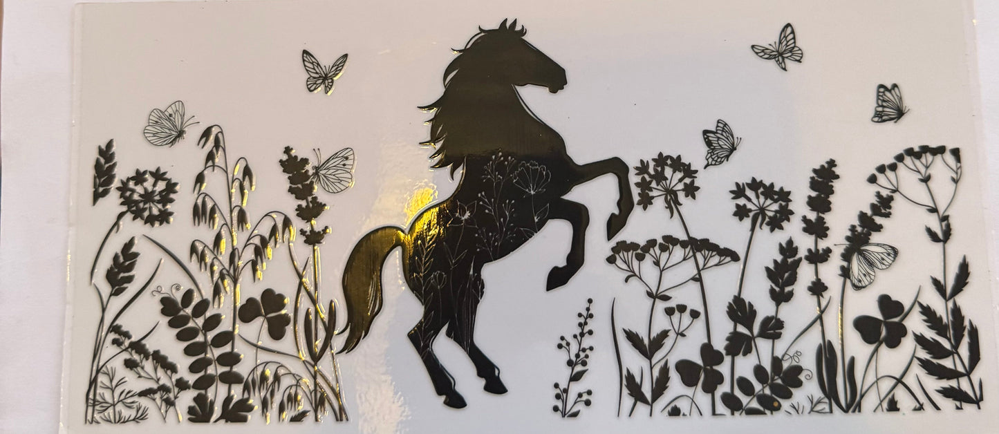 Cup wrap dtf horse black floral